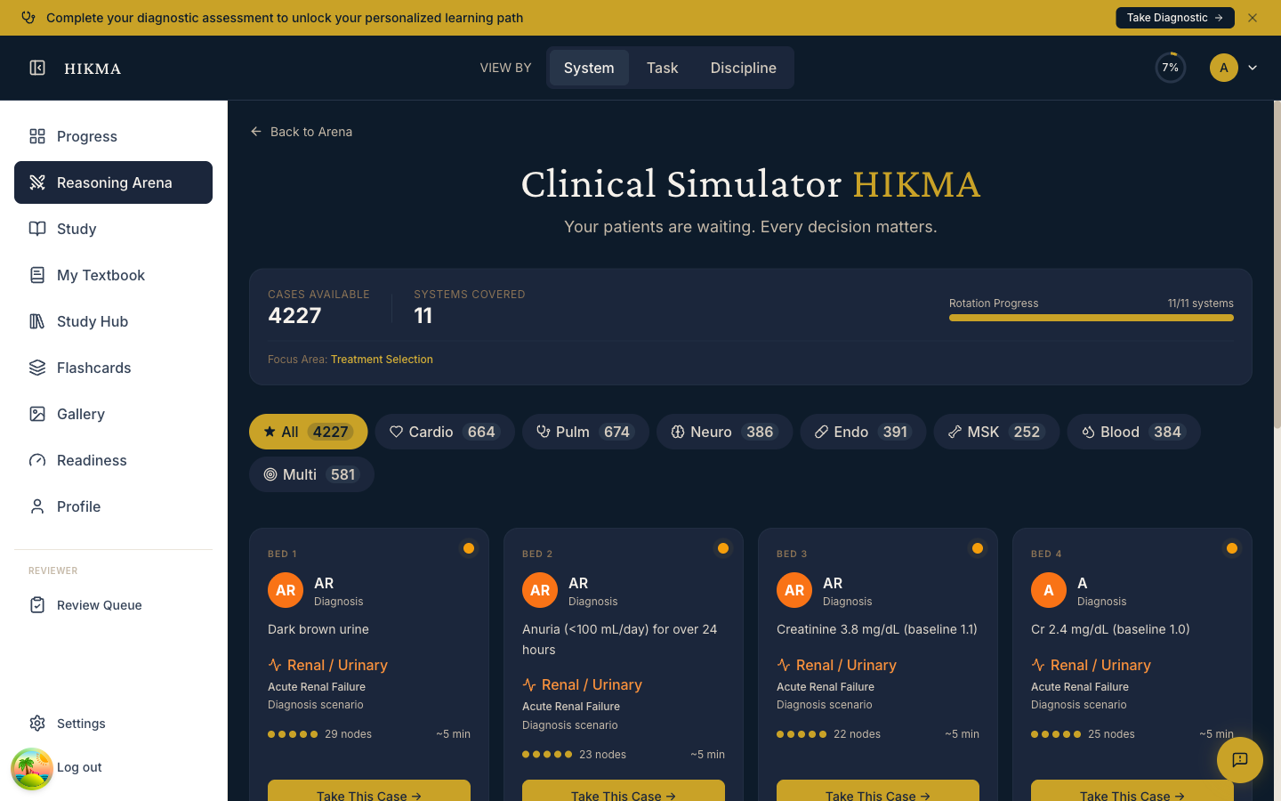 Cases that change as you treat them — HIKMA screenshot